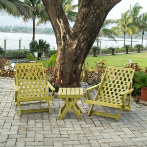 English Elm Pinecrest Outdoor Folding Lounge Chair Recycled Hdpe Reclining Patio Seat with Cushion Yellow B2745P409697