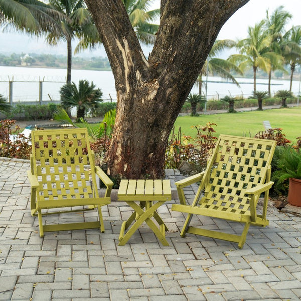 English Elm Pinecrest Outdoor Folding Lounge Chair Recycled Hdpe Reclining Patio Seat with Cushion Yellow B2745P409697