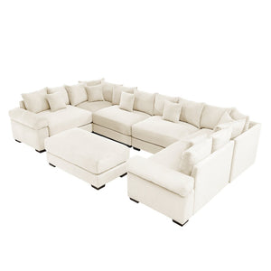 English Elm Oversized Modular Sectional Couch - Cloud-Like Comfort With Extra Wide Armrests & Movable Ottoman! W714S01316-GIGA