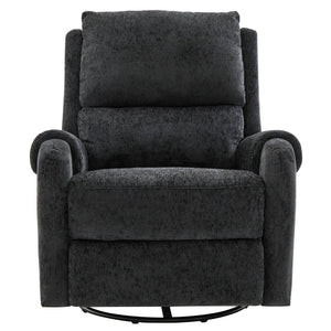 English Elm Manual Recliner Swivel Rocker Massage Chair Chenille Nursery and Living Room Seat Black N763P347287B