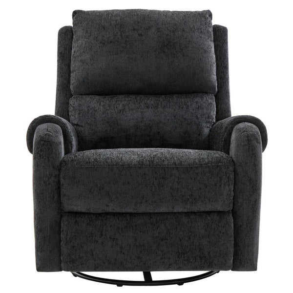 English Elm Manual Recliner Swivel Rocker Massage Chair Chenille Nursery and Living Room Seat Black N763P347287B