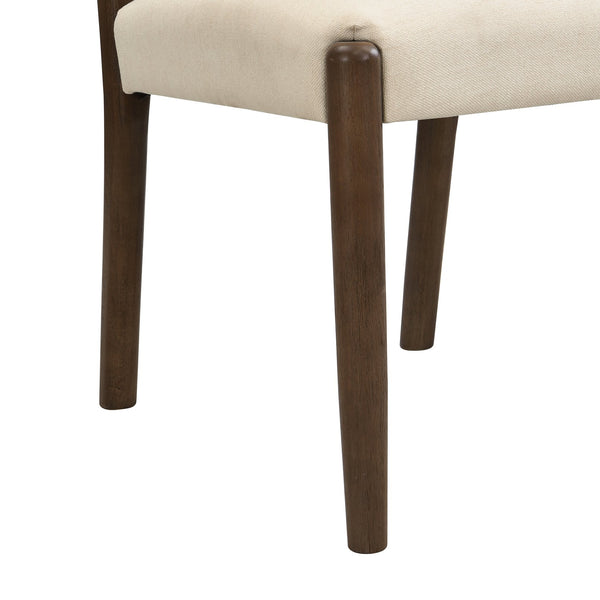 English Elm Christopher Knight Home® - Dining Mid Century Fabric Upholstered Armless Side Chairs Set of 2 with Rubberwood Frame and Tapered Legs, Comfortable Backrest, Easy Assembly Beige,Walnut N771P361492T