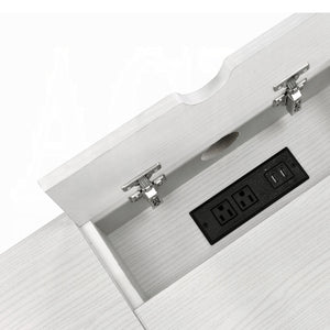 English Elm Natural Writing Desk with USB Port and Single Drawer, 42" Wide Rustic Black-Natural Office Haven B062P209216