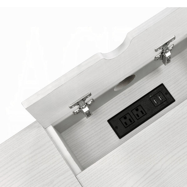 English Elm Natural Writing Desk with USB Port and Single Drawer, 42" Wide Rustic Black-Natural Office Haven B062P209216