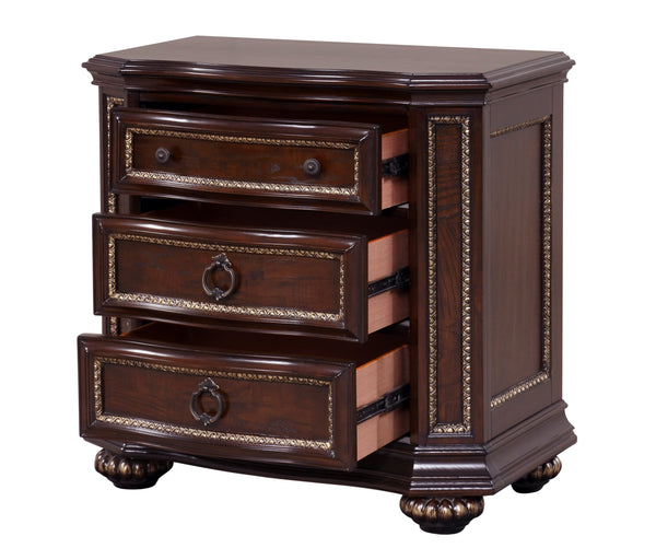 English Elm Paris G09300-N Nightstand Cherry - Rich Cherry Finish, Velvet-Lined Drawer, Wood Veneer Inlay, 32"H B078P301565
