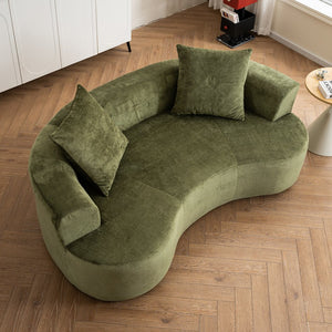 English Elm Moon oversized moon-shaped sleeper sofa with deep cloud-like sponge support and durable linen feel Green W2012P337859