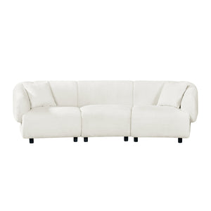 English Elm Christopher Knight Home® - 98.5" Curved Contemporary 3-Seater Sofa with Boucle Upholstery, Plush Foam Comfort and Solid Wood Frame Beige N767P333660B