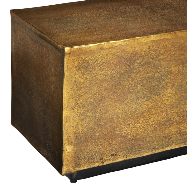 Jahnu Bench - Modern Antique Brass Cast Aluminum Bench with Unique Texture for Stylish Interiors