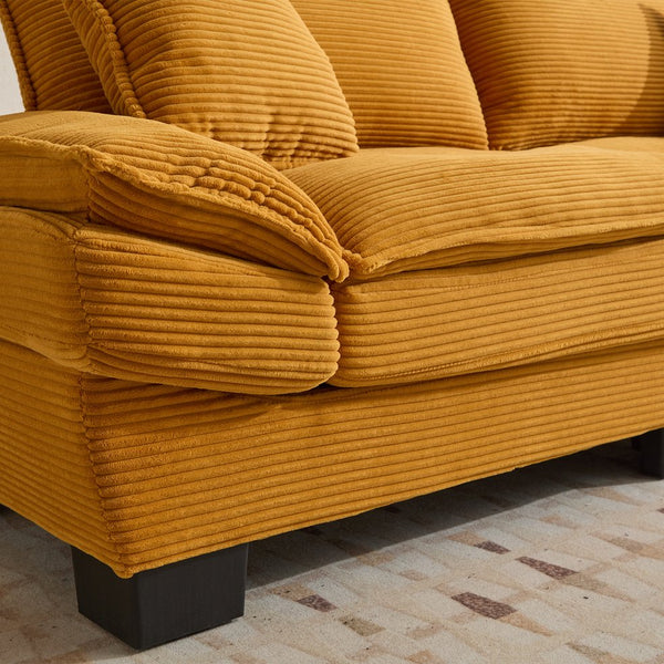English Elm Corduroy Stylish Sleeper Sofa Loveseat with Dual-Layer Cushions & Two Support Pillows, Sturdy Frame Yellow W676P184141