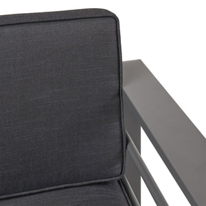 English Elm Christopher Knight Home® - CAPE Coastal Aluminum Outdoor 4-Piece Chat Set with Tempered Glass Table, Ergonomic Comfort and Space-Saving Style Gray CAPECORAL4PCSG