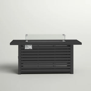 English Elm 24" Steel Propane Fire Pit Table with Cover — 50,000 BTU, push-button ignition, glass beads, weatherproof design B120S00046