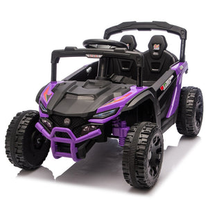 English Elm 24v Kids Utv Ride on with Dual 80w Motors Remote Control and Four Wheel Suspension Purple+Black W1578P343323