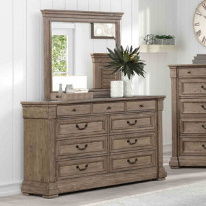 English Elm Weathered Gray Elm Veneer Dresser with Dovetail Drawers for a Farmhouse Bedroom B2741P494965