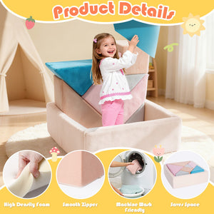 English Elm Tangram Modular Play Couch Sponge Kids Sofa Fort Builder Playroom Furniture Multicolor Pink T5880P493444