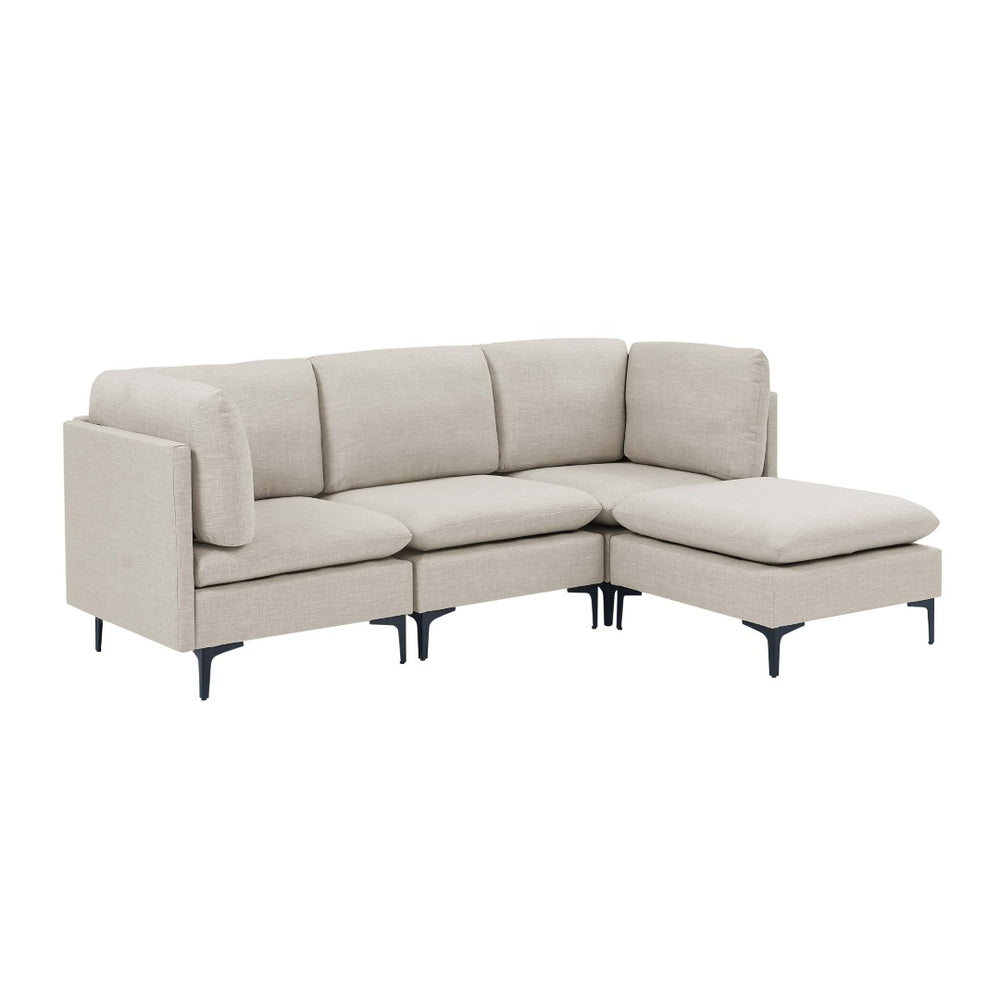 English Elm Linen Upholstered Modular Sectional Sofa with Tall Black Metal Legs for Living Room Almond B2748S00097