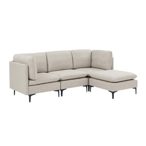 English Elm Linen Upholstered Modular Sectional Sofa with Tall Black Metal Legs for Living Room Almond B2748S00097