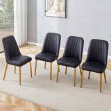 English Elm 4 Modern Dining Chairs, Sleek Pu Leather Backrest, and Gold Metal Legs Bring A Comfortable Home Experience To The Kitchen, Bedroom, and Office.