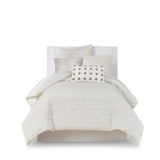 Urban Habitat Brooklyn Shabby Chic Cotton Jacquard Duvet Cover Set with Euro Shams and Throw Pillows UH12-0201 Ivory