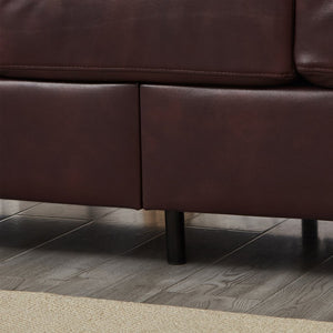 English Elm 79" Three Seat Pu Faux Leather Sofa Tufted Back Wide Arm with Hidden Storage Burgundy W1097S00247
