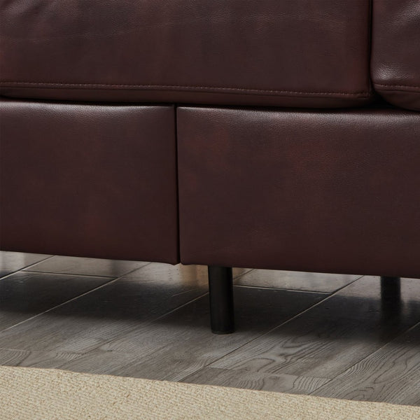 English Elm 79" Three Seat Pu Faux Leather Sofa Tufted Back Wide Arm with Hidden Storage Burgundy W1097S00247
