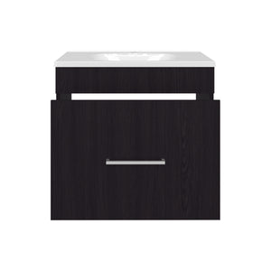 English Elm Bathroom Vanity with Sink Engineered Wood, Single Drawer Storage, Compact Modern Minimalist Design Black 28.35 L x 23.23 W x 11.81 H B097P350323