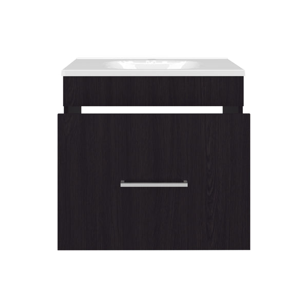 English Elm Bathroom Vanity with Sink Engineered Wood, Single Drawer Storage, Compact Modern Minimalist Design Black 28.35 L x 23.23 W x 11.81 H B097P350323