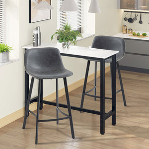 English Elm HOMCOM Upholstered Counter Height Bar Stools with Curved Back and Steel Legs, Comfortable Set of 2 Grey W2225P217128