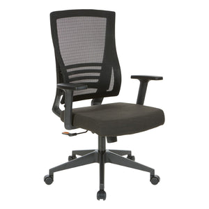 OSP Home Furnishings Vertical Mesh Back Office Chair with Lumbar Support Faux Leather Seat and Synchro Tilt EM60930-F23