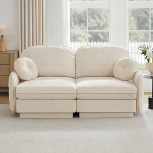 English Elm Chenille Cloud Loveseat with Quilted Back Pillows Deep Seat Comfort for Living Room W714S01747
