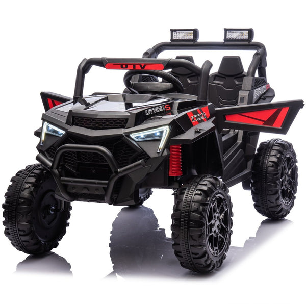 English Elm 24v 400w Kids Electric Utv Ride on with Remote Bluetooth Led Suspension Cockpit Black W1578P284295