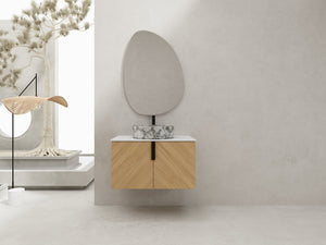 English Elm 30" Contemporary Bathroom Vanity With Art Sink, Wall-Mounted Design & Durable Plywood Construction W999S00446