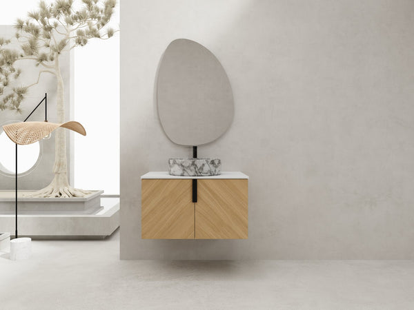English Elm 30" Contemporary Bathroom Vanity With Art Sink, Wall-Mounted Design & Durable Plywood Construction W999S00446