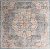 Unique Loom Newport Elms Machine Made Medallion Rug Blue, Ivory/Light Blue/Rust Red/Terracotta/Yellow/Pink 10' 2" x 10' 2"