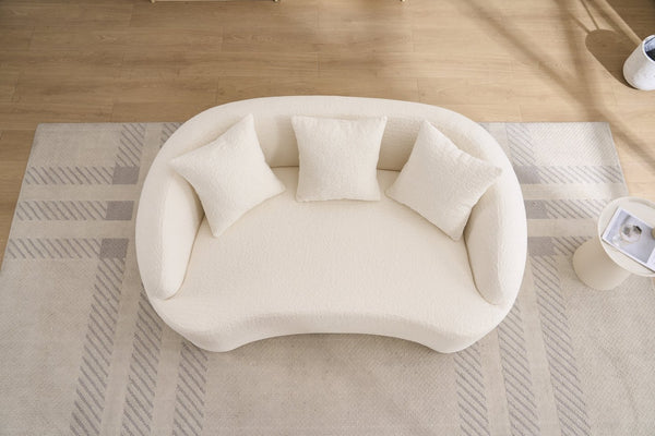 English Elm Ly-049s Curved Chenille Loveseat with Boneless Frame for Modern Living Spaces Off White W2231P402437