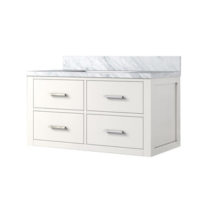 English Elm White Single Bath Vanity With Carrara Marble Top – Elegant 36" W X 22" D, Solid Wood Frame, Fully Assembled B2731P257978-GIGA
