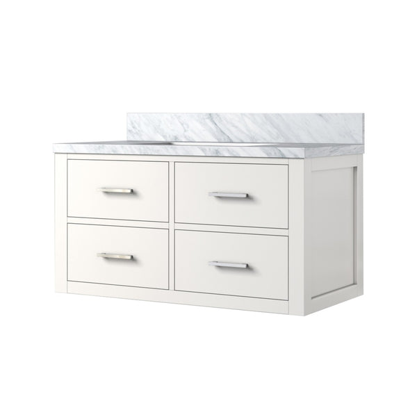 English Elm White Single Bath Vanity With Carrara Marble Top – Elegant 36" W X 22" D, Solid Wood Frame, Fully Assembled B2731P257978-GIGA