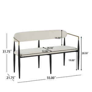 English Elm Metal Boucle Settee Loveseat with Sculptural Toothpick Legs for Modern Living Spaces Beige,Gold+Black N771P247148B
