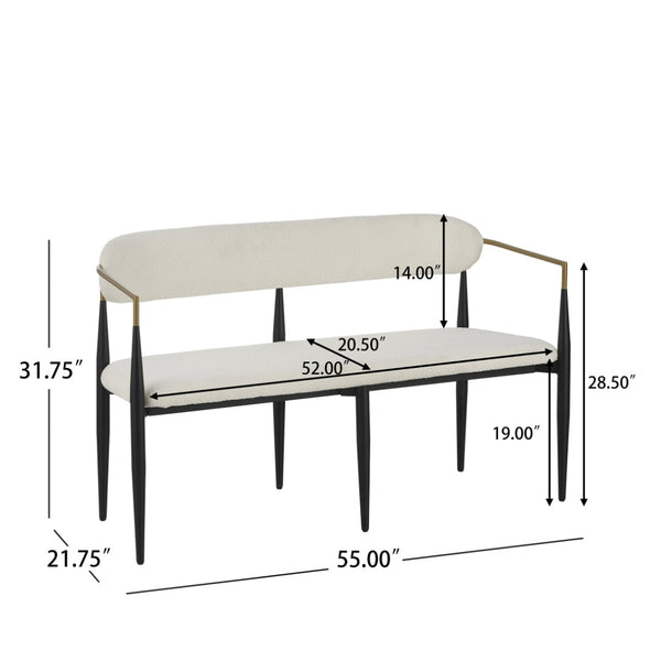 English Elm Metal Boucle Settee Loveseat with Sculptural Toothpick Legs for Modern Living Spaces Beige,Gold+Black N771P247148B