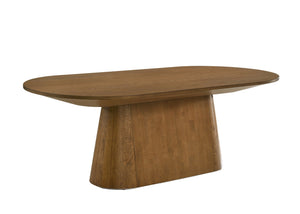 English Elm Andrew Oval Walnut Wood Dining Table with Pedestal Base Seats 8 for Modern Rooms B061S00962