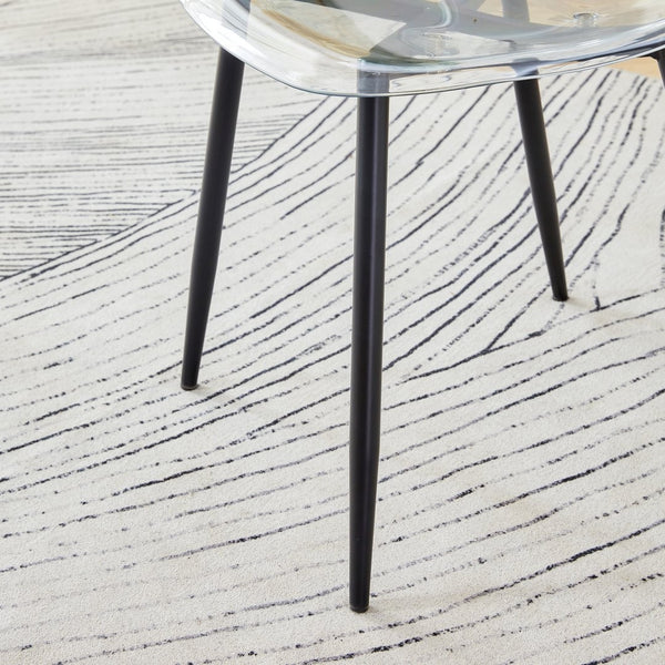 English Elm Table Set: Modern Round Tempered Glass Dining Table With 4 Transparent Chairs & Black Metal Legs W1151S03677-GIGA