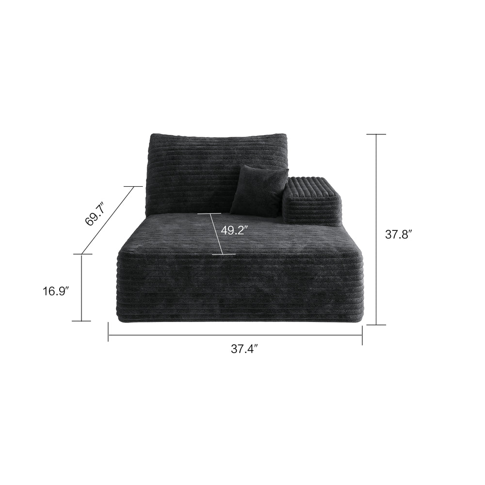 English Elm Y119-SOFA-LEFT-SLEEPER-BLACK Plush Corduroy Left Chaise Modular Sleeper Sofa — No Assembly, Cloud Comfort W2824P237009