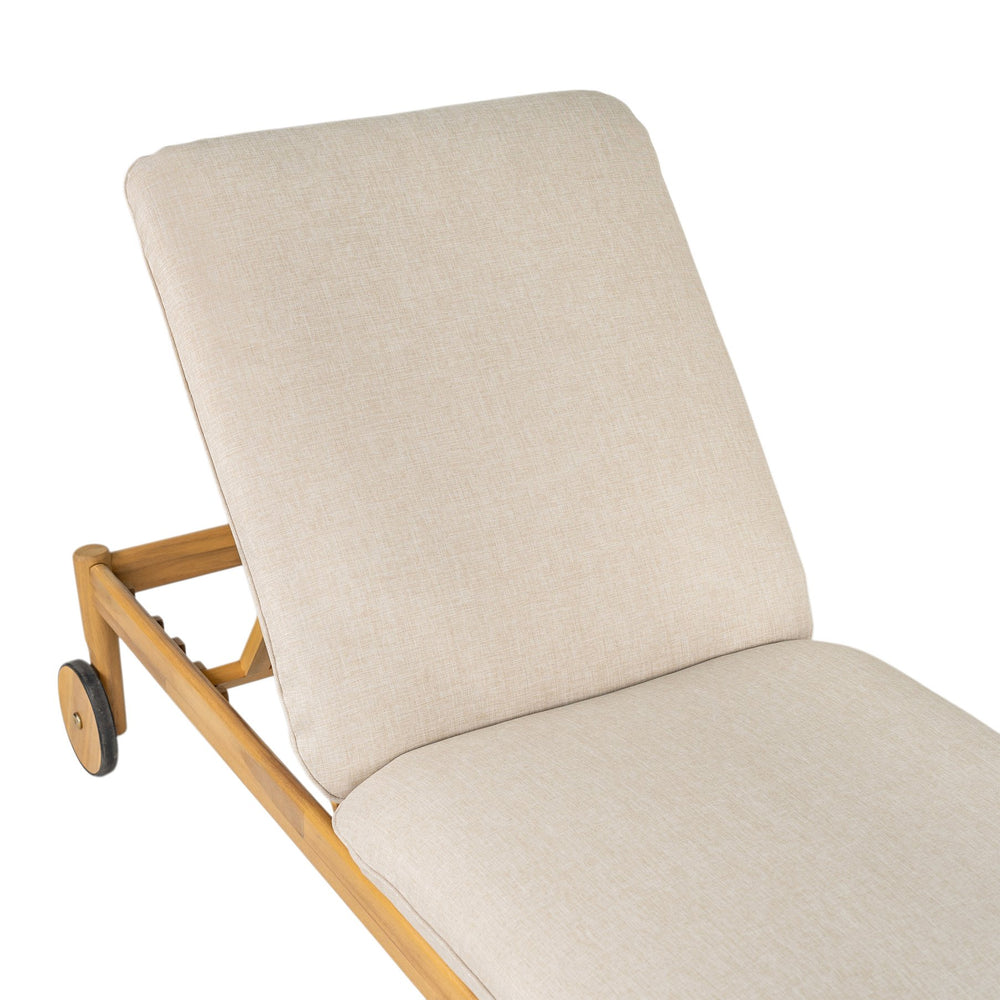 English Elm Christopher Knight Home® - Riviera Acacia Wood Chaise Lounges Set of 2 with Wheels – Beige Light Teak, Polished Edges, Stable Cylindrical Feet for Garden Comfort and Safety N775P287338T