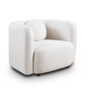 English Elm Accent Boucle Upholstered Cloud Armchair Japandi Minimalist Lounge Seat for Living Room W2664P407034