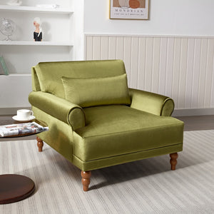 English Elm Mirod Oversized Polyester Accent Chair with Column Legs and Ergonomic Lumbar Support Green N760S0000028C