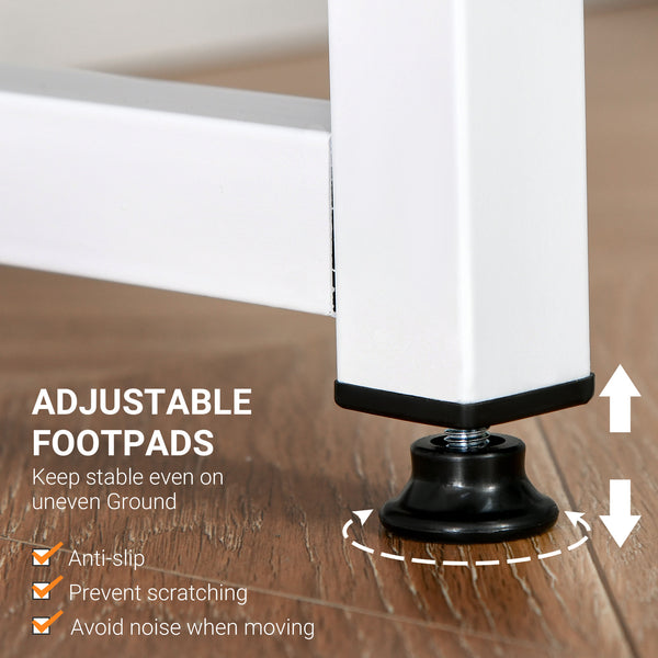 English Elm HOMCOM L-Shaped Corner Desk with 2 Shelves, Wide Study Workstation, Sturdy Steel Frame, White W2225P217267