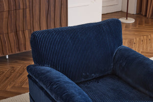 English Elm 33 Inch Oversized Swivel Corduroy Lounge Chair with Plush Chenille Cushioning and Support Springs Blue W1829P265013