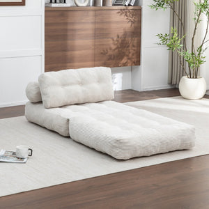 English Elm Folding Floor Sofa Bed Convertible Lounge Chair with Shredded Foam Fill for Bedroom Beige W2200P442793