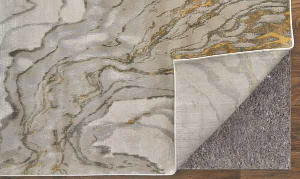 Feizy Rugs Waldor Modern Abstract Rug - Elegant High-low Pile Design For Chic Home Decor, Crafted In Turkey Gold,Ivory,Gray Polypropylene,Polyester 7353602fivy000i71