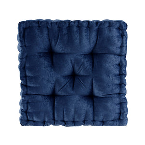 JLA Home Intelligent Design - Poly Chenille Square Floor Pillow Cushion — Textured Tufted Scalloped Accent Seat, OEKO-TEX Certified Comfort Navy ID31-1832