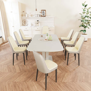 English Elm 62.99-78.74" Expandable Dining Table Set For 2-8 With 8 Padded Chairs - Modern Design & Comfort! W2189S00722